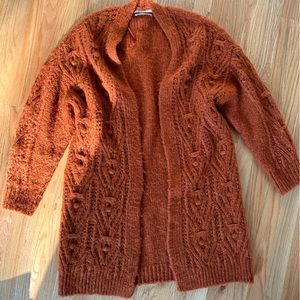 Orange Anthropologie Cardigan